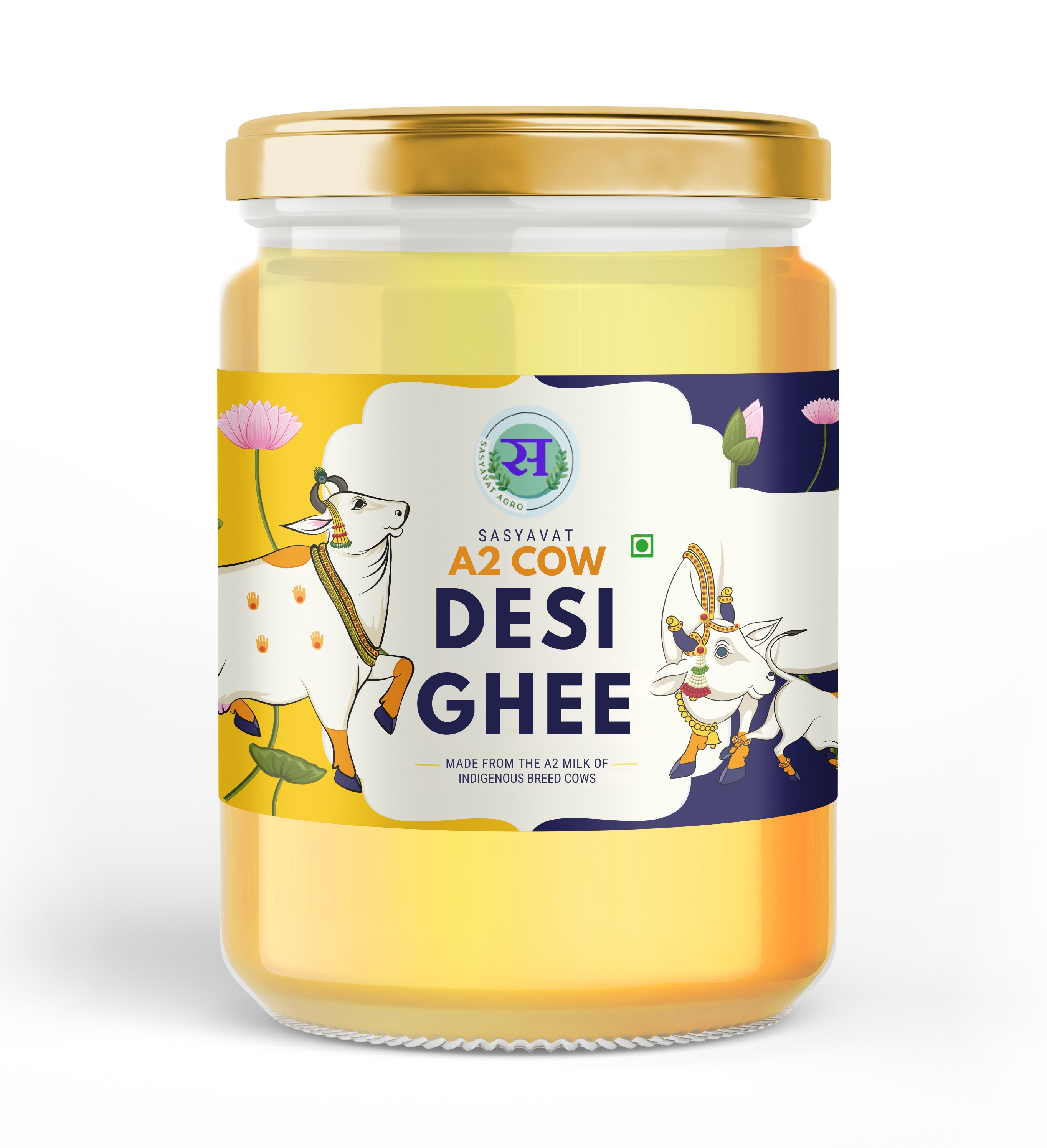 A2 Cow Desi Ghee 500 Ml Glass Bottle