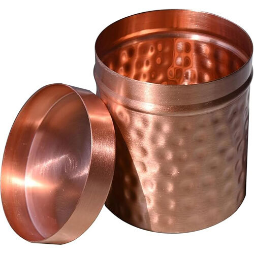 Pure Copper Hammered Storage Container with Lid