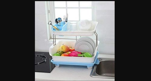 Modular Plastic 2 Tier Dish Drainer Rack