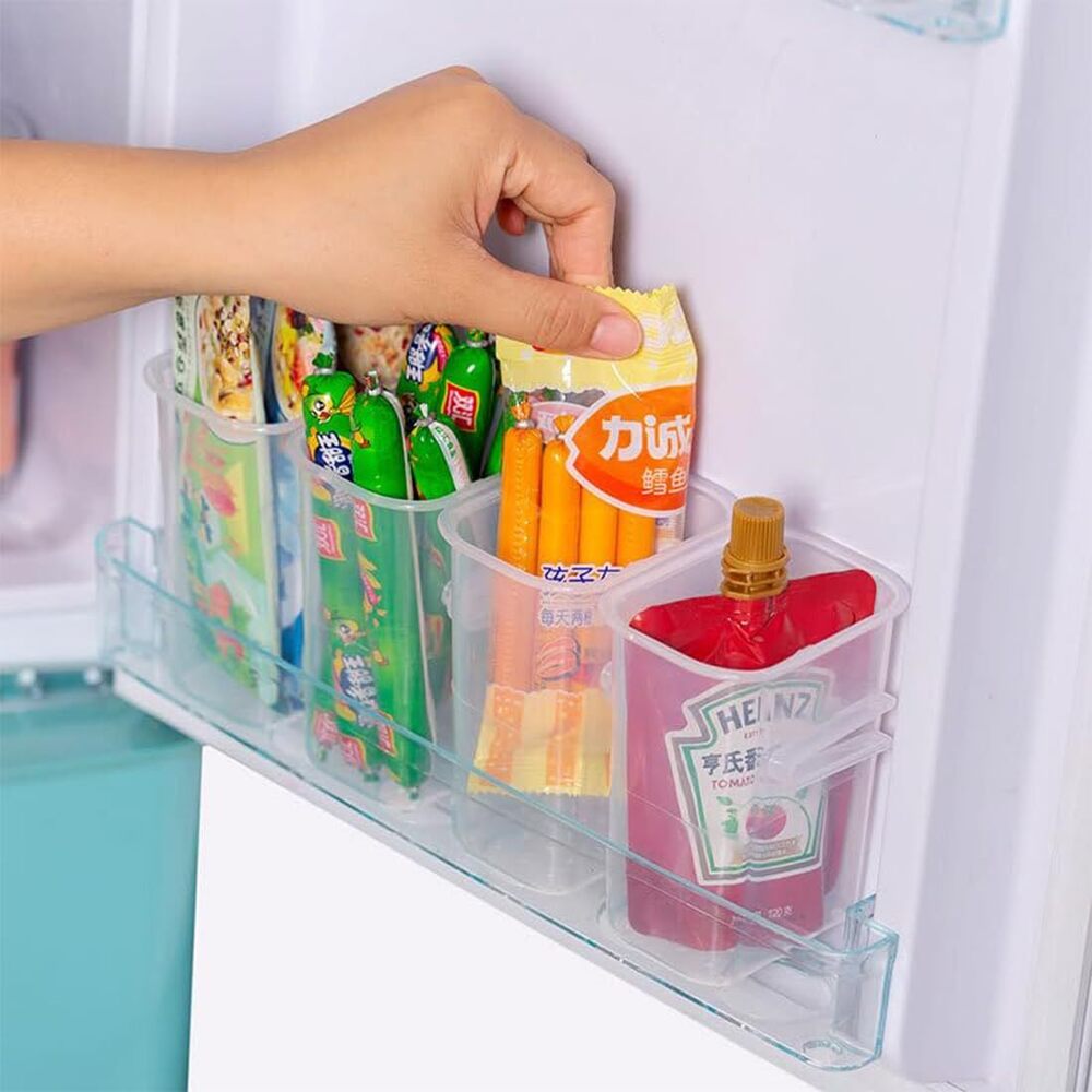 Plastic Storage Containers, Detachable Food Refrigerator Organizer (Set of 4 Pcs, 11 x 8 x 5 cm, Tra