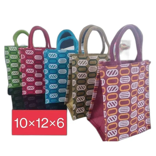 Multicolours Jute Printed Bags