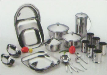 Stainless Steel Dezire Square Dinner Set-51 Pcs