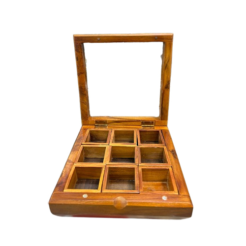 9 Compartment Wooden Spice Box