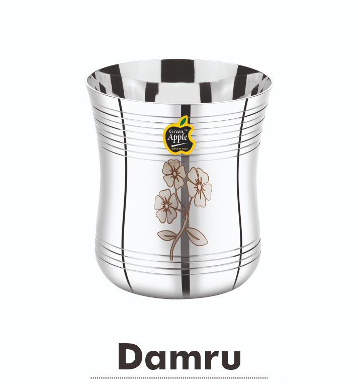 Damru Shaped Stainless Steel Glass