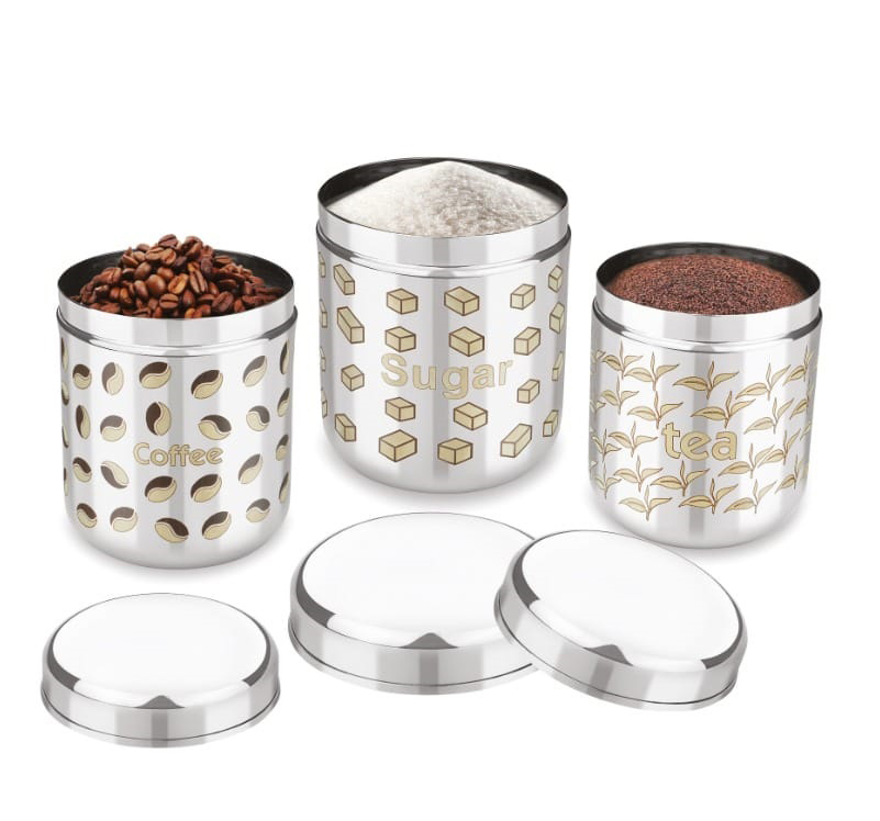 SS Tea Coffee Sugar Container Set