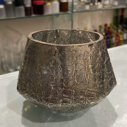 500ml Metalic Crackle Matki Glass Votive