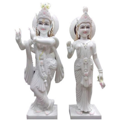 Easy To Clean Polished Religious Marble Radha Krishna Statue (12 Inch)