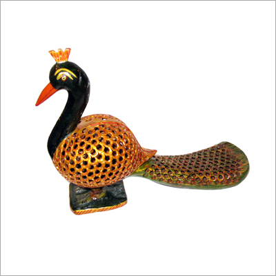 Coloured Wooden Peacock