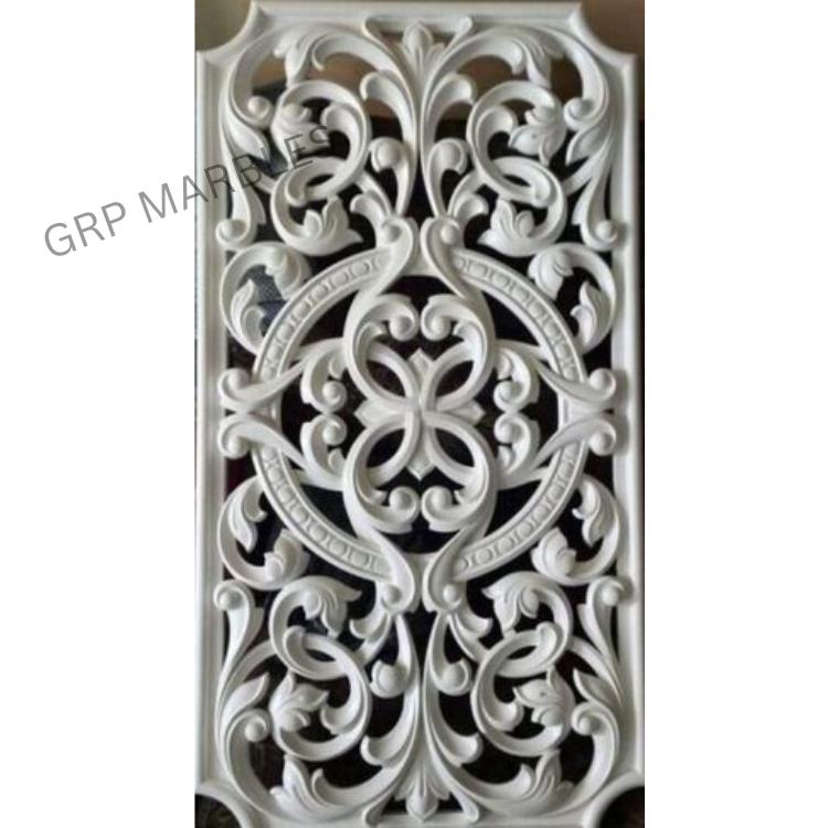 White Carved Marble Jali