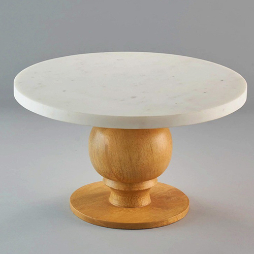 Gloria Marble And Wood Cake Stand