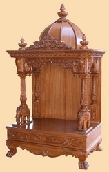 Termite Resistant Teak Wood Temple with Polished Finish For Home
