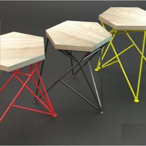 Modular Hexagonal Iron Bar Stool