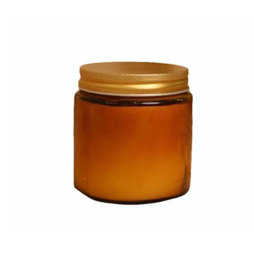 Amber Round Glass Jar With Wax