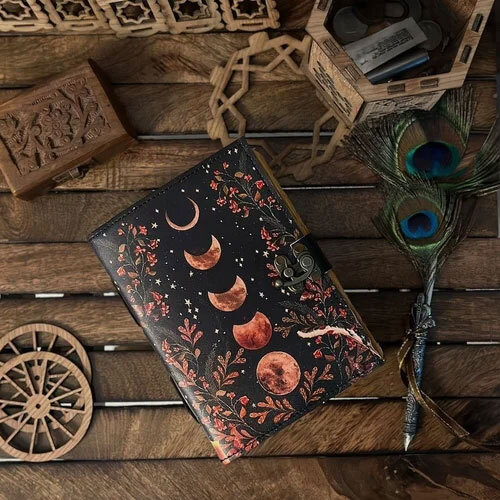 Moon Phase Vintage Leather Journal