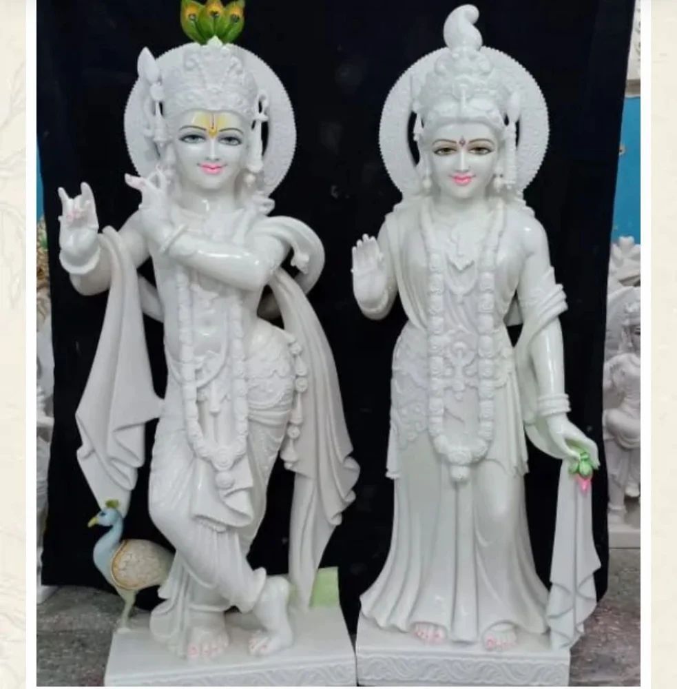 Water Resistant Marble Radha Krishna Statue