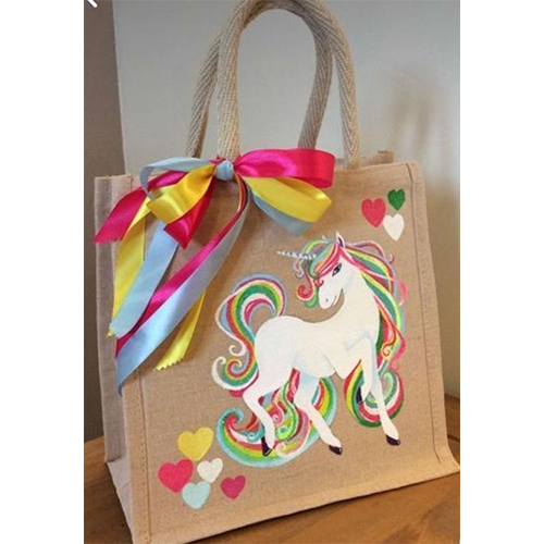 Unicorn Printed Jute Bag