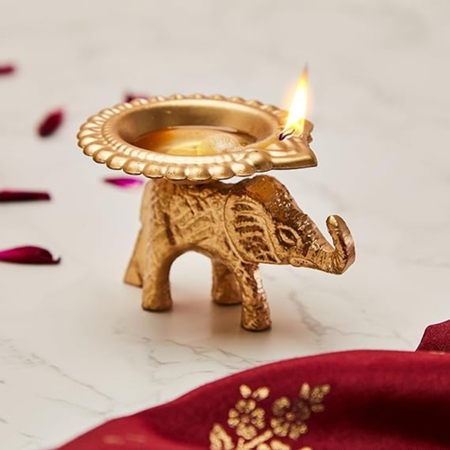 Metal Aluminium Elephant Pooja Diya Decoration Return Gifts Items