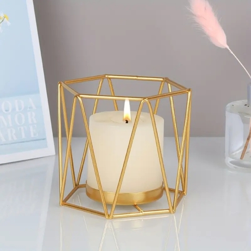 Gold Metal Iron Table Top Votive Candle Holder Stand