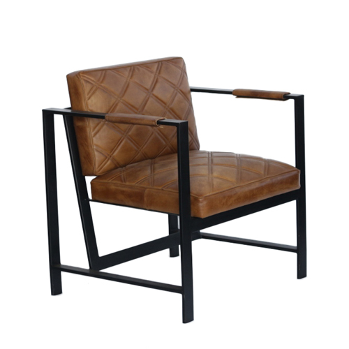 Leather Iron Single Sofa