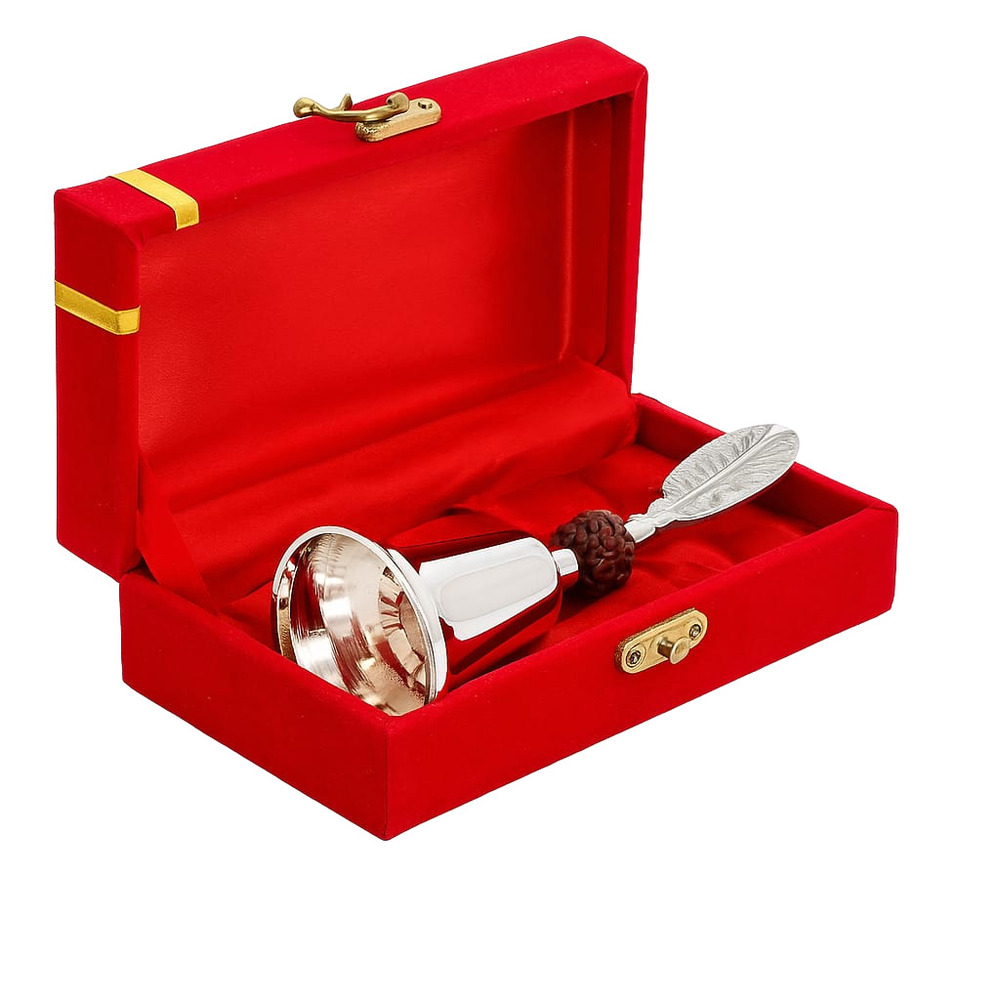 German Silver Rudraksh Pooja Bell