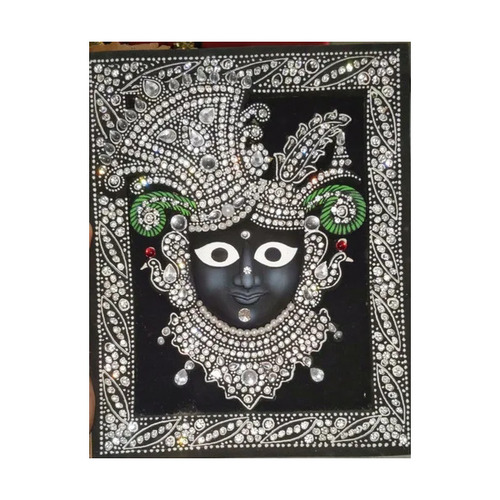 8x10 Inches Bihari Ji Mukhar Bind 3D Painting