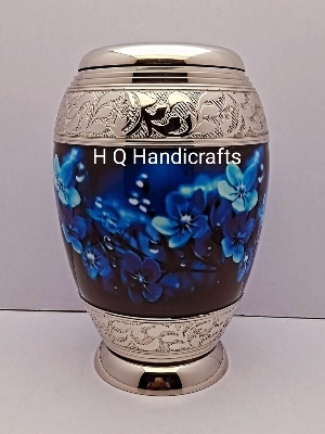 Monarch most beautiful Nickel and Flowers printed design Cremation Ash Urn