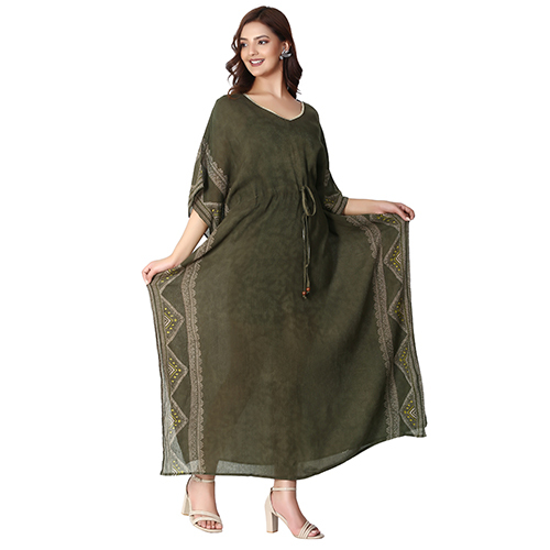 Ladies Green Kaftan Dress