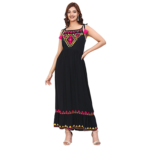 Sleeveless Floral Embroidered Dress