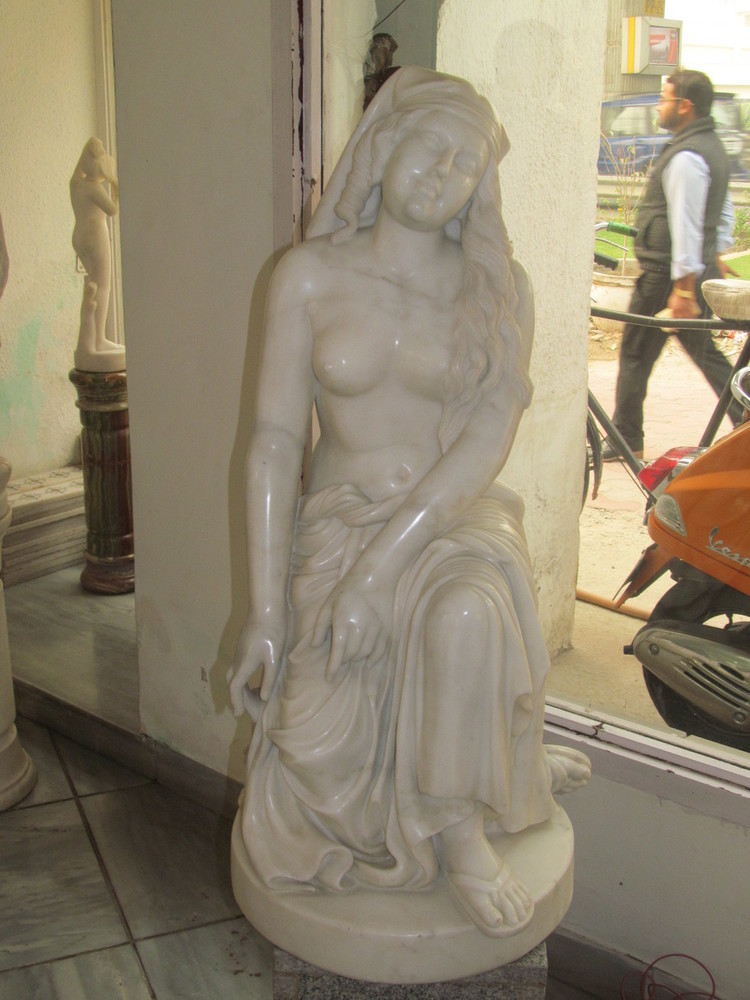 Half Nude Woman Marble Statue