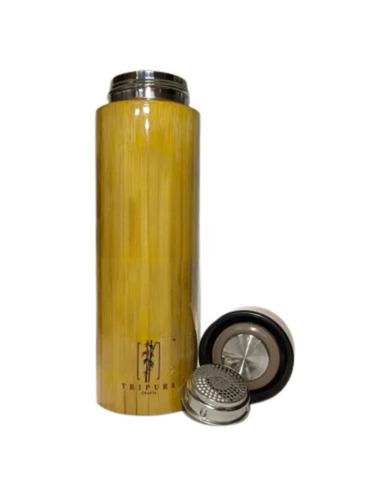 900 Milliliter 12x2.5 Inches Polished Finish Water Bamboo Bottle With Screw Cap