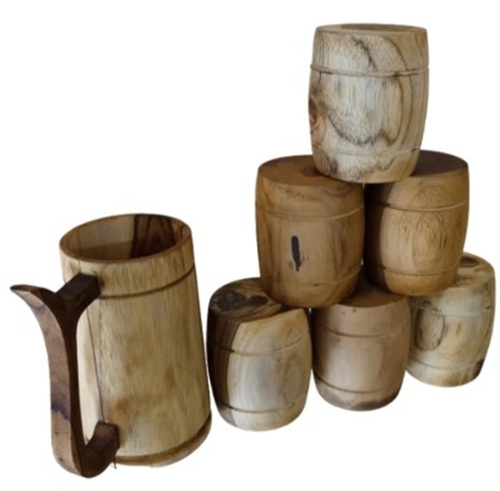 Wooden Mug Glass Set