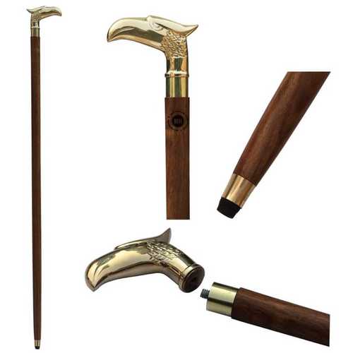 Polished Walking Stick With Brass Handle