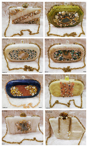 Beautiful & Elegant Resin Clutches With Stone Work