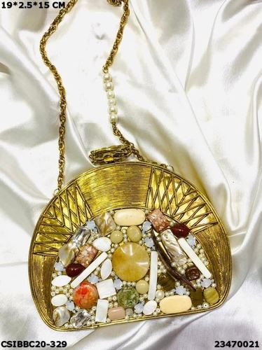 Brass MOP Designer Evening Clutch Bag