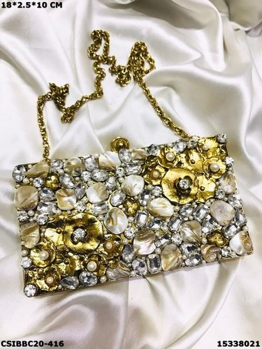 Brass MOP Handmade Clutch Bag