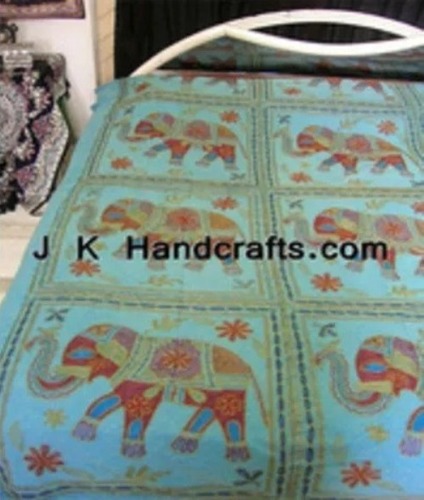 Multi Color Thread Cotton Embroidered Bed Sheet