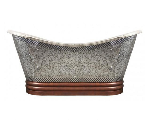 Antique Copper With Mosaic Double Slipper Bath Tub