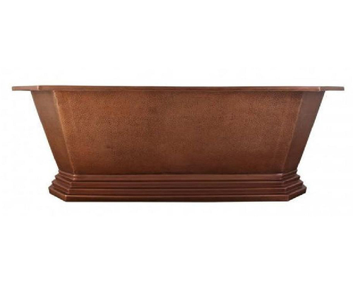 Hammered Antique Copper Double Slipper Soaking Bathtub