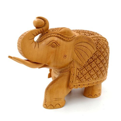 Wooden Elephant Up Trunk With Chokadi Special Show Piece