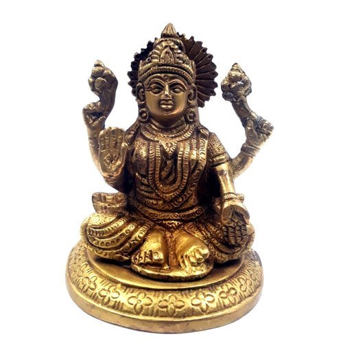 Golden Color Brass Laxmiji Sitting Sculpture