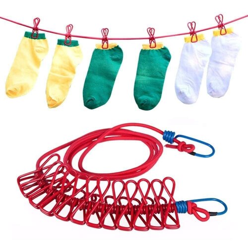 CLOTH LINE WITH CLIP DORI - Food Grade Plastic, Set of 36 Pieces (2.5, 3, 3 Inches) | Multi-Color Ai