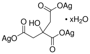 Silver Citrate Hydrate - 533.74 g/mol, Melting Point 170 Â°C | Molecular Formula C6H10Ag3O8, Powder 