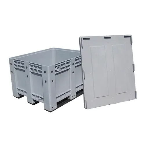 Plastic Pallet Box - Durable Plastic Material, 4-Way Handlift, Sleek Grey Color, Solid Box Style | L