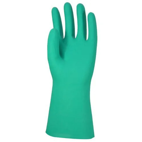 Nitrile Chemical Resistant Hand Gloves - Nitrile Material, Green Color, Disposable Design | Safety P