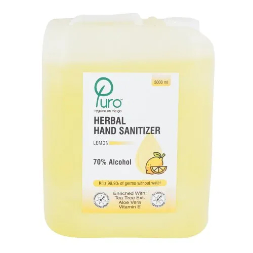 Lemon Hand Sanitizer - 5000 ml, Yellow Liquid for All Ages | Kills Germs, High Quality, Suitable for