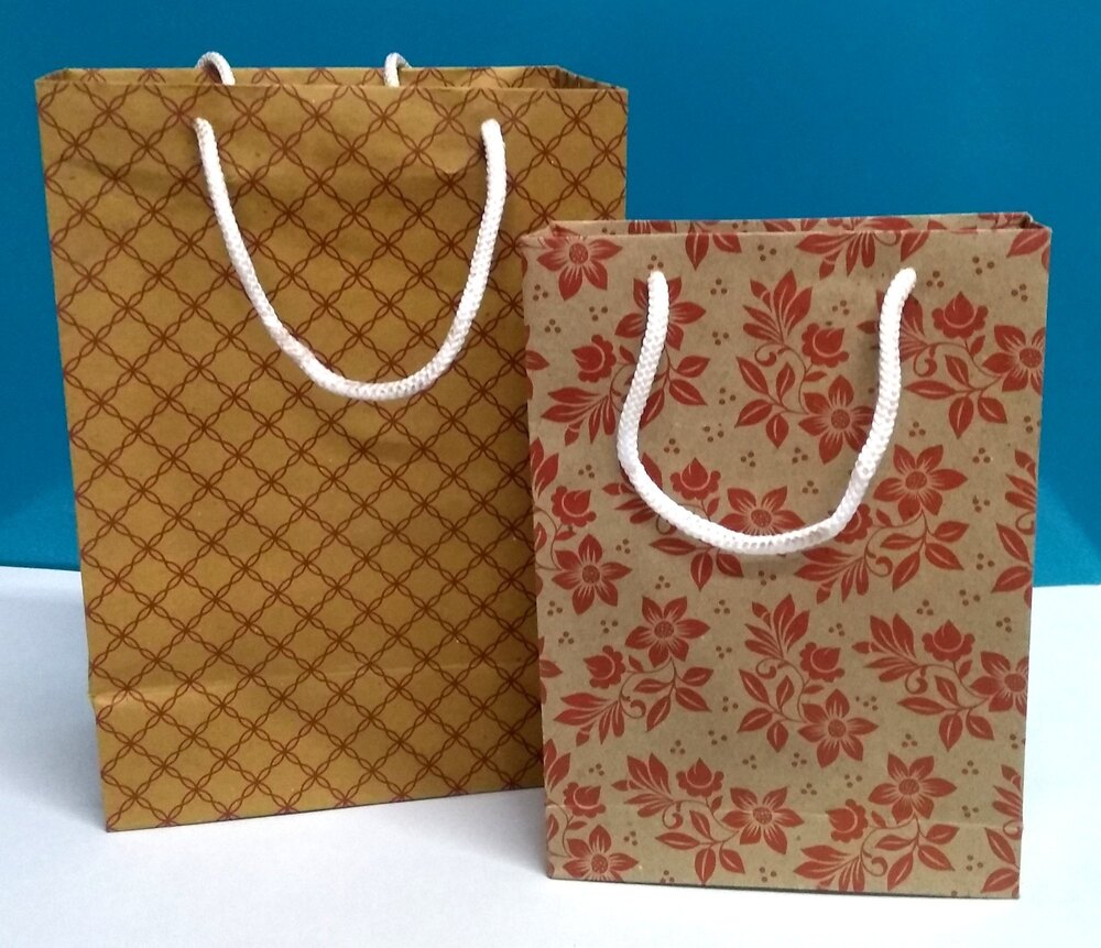 Printed Paper Bags - Paper, Variable Size, Brown Color | Twisted Handle, Custom Printing, Ideal for 