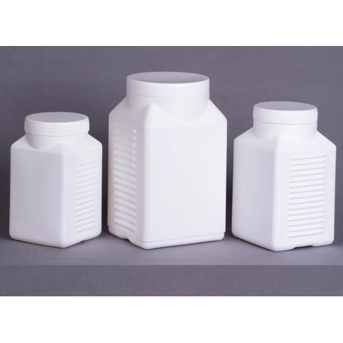 HDPE Ribbed Square Jars - 500cc, 700cc, 1000cc | White, Screw Cap, Impact-Resistant, Ideal for Organ