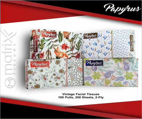 Vintage Soft Facial Tissues - 2-Ply Paper, White Color | Decorative Packaging for Home, Office, Trav