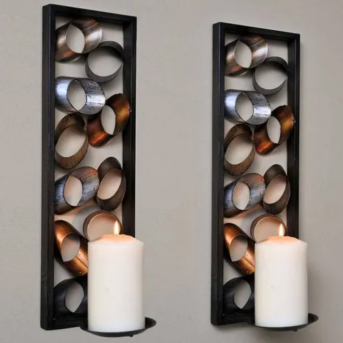 Wall Mounted Candle Holder Set - Features: Corrosion Resistance