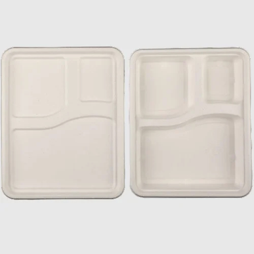 Biodegradable 3 Compartment Tray & Lid - Natural Disposable - Application: Industrial